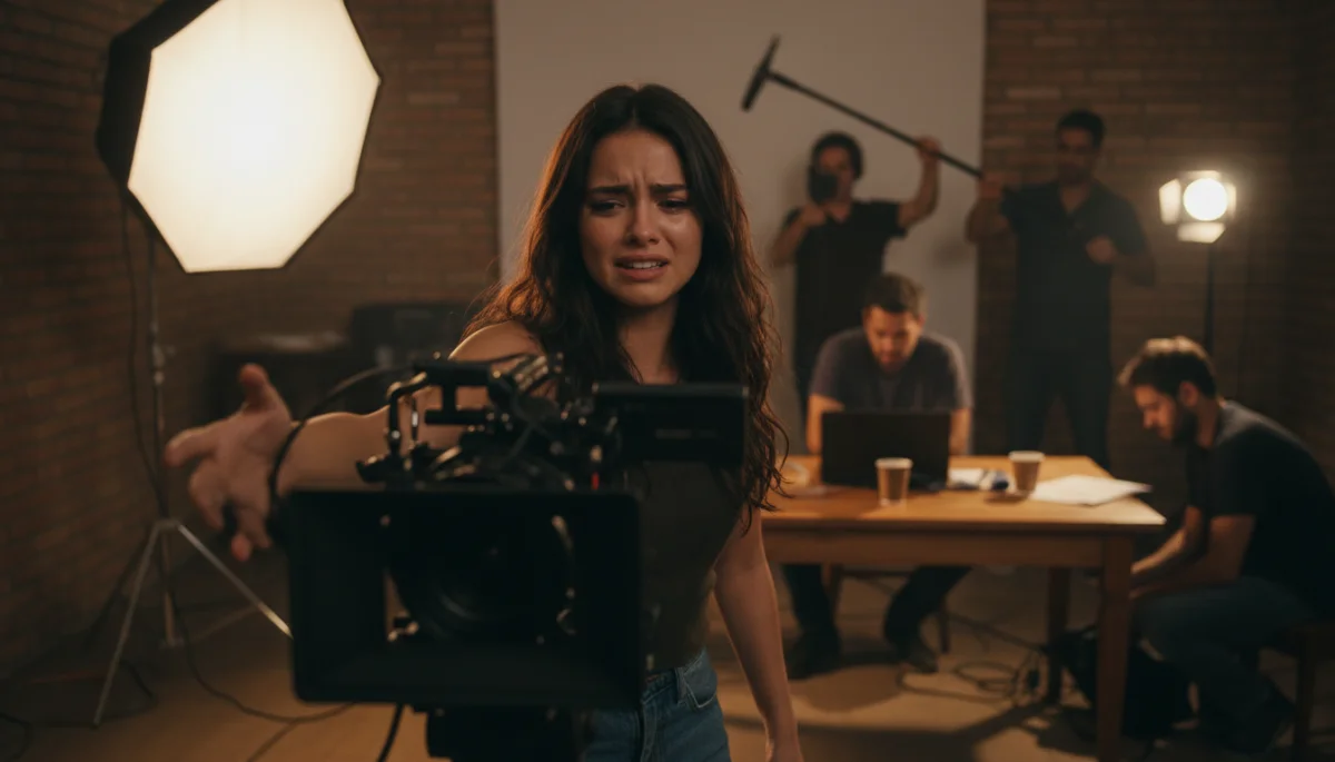 Atriz brasileira atuando em uma cena de mini drama, demonstrando talento e versatilidade.