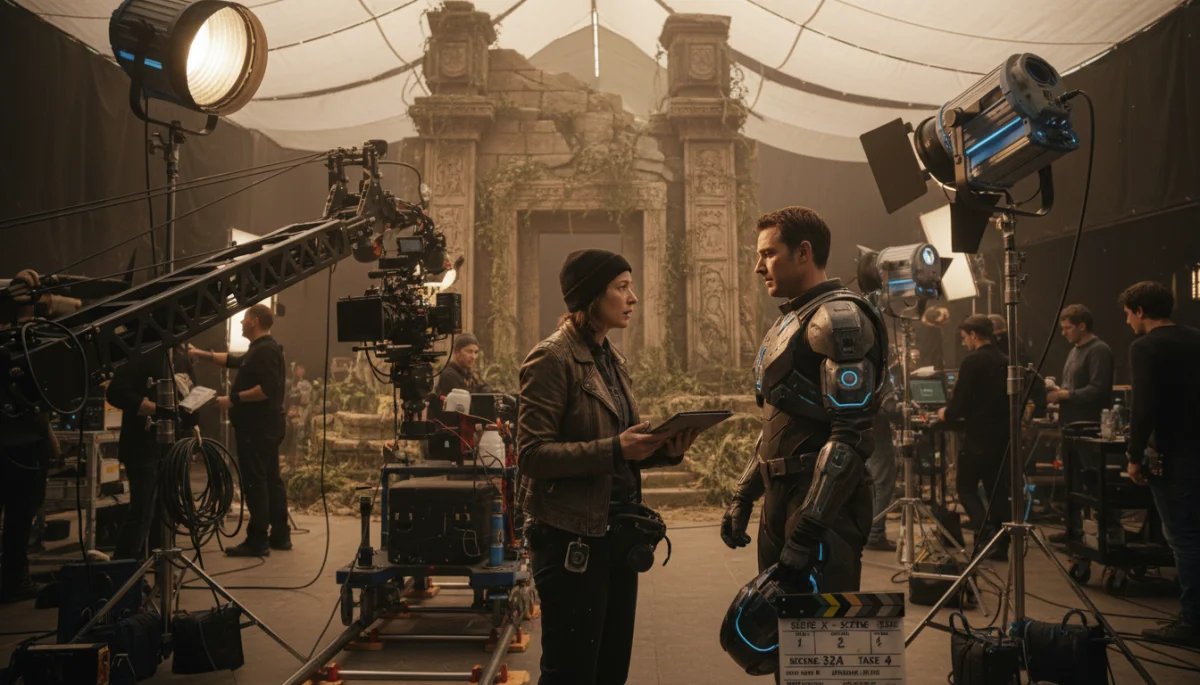 Diretor e equipe nos bastidores da gravação da nova temporada de 'Série X'