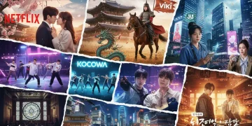 Comparativo de plataformas de streaming de doramas no Brasil em 2026, com logos de Netflix, Viki, Kocowa e Star+