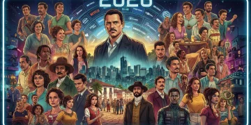Comparativo de séries nacionais em plataformas de streaming em 2026, com logos de serviços e imagens de produções brasileiras.