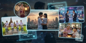 Capa com cenas de doramas tailandeses de baixo orçamento que viraram sucesso em 2025-2026, celebrando a criatividade e o impacto.