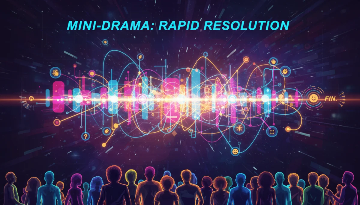 Gráfico de linha do tempo com pontos de enredo rápidos e resoluções ágeis de minidramas.