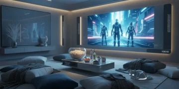 Pessoa assistindo televisão em um ambiente aconchegante, ideal para maratonar séries.