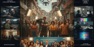 Cenas dinâmicas de minidramas brasileiros, refletindo o crescimento e a diversidade da produção audiovisual no país.