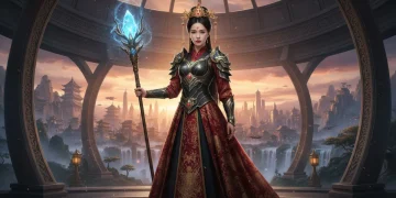 Personagem feminina forte em dorama chinês de 2026, traje tradicional e olhar determinado.