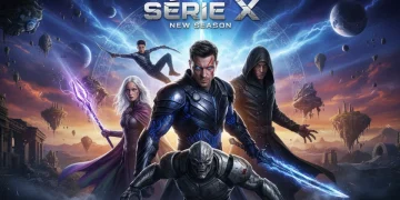 Pôster promocional da nova temporada de 'Série X' com personagens principais em cenário dramático